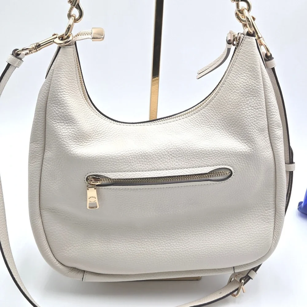 Coach Jules Hobo Bag White C9190 Pebbled Leather Shoulder Crossbody Purse